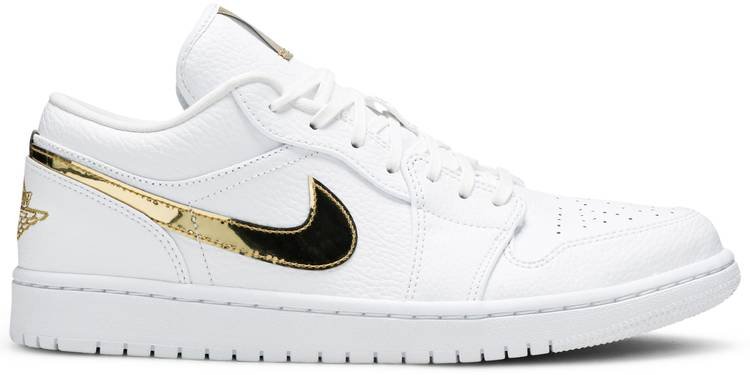 Wmns Air Jordan 1 Retro Low  White Metallic Gold  CZ4776-100 - FrasersFashion