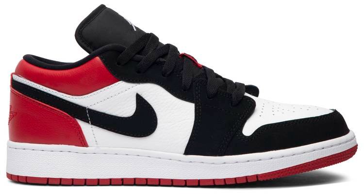 Air Jordan 1 Low GS  Black Toe  553560-116 - FrasersFashion