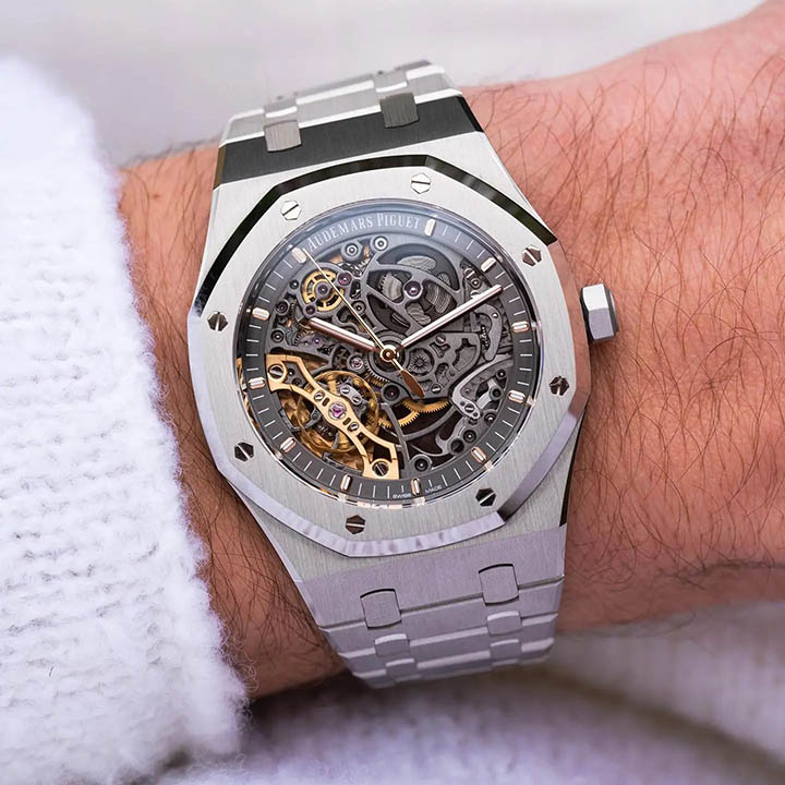 Audemars Piguet ROYAL OAK DOUBLE BALANCE WHEEL OPENWORKED-Ref. 15407ST.OO.1220ST.01 - FrasersFashion