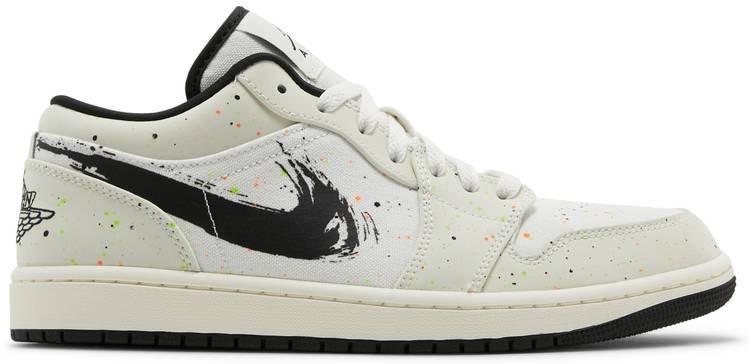 Air Jordan 1 Low  Brushstroke Swoosh-Paint Splatter  DM3528-100 - FrasersFashion