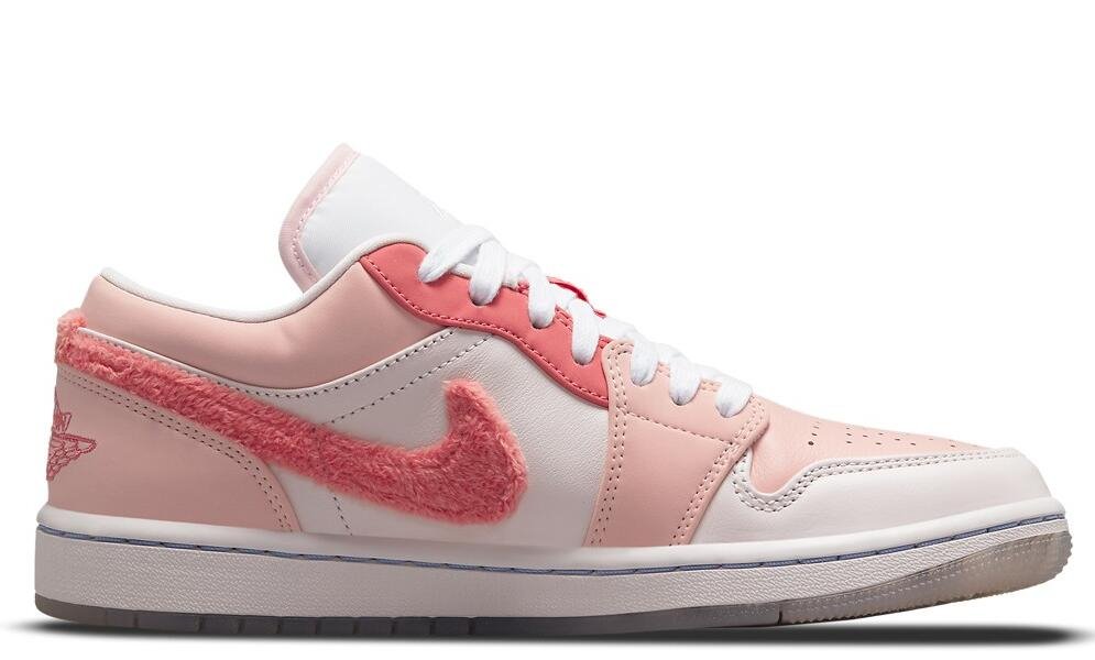 Air Jordan 1 Low White Pink Grey Shoes DM5443-666 - FrasersFashion