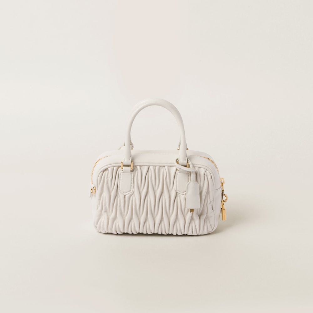 Matelassé nappa leather top-handle bag 24cm White - FrasersFashion