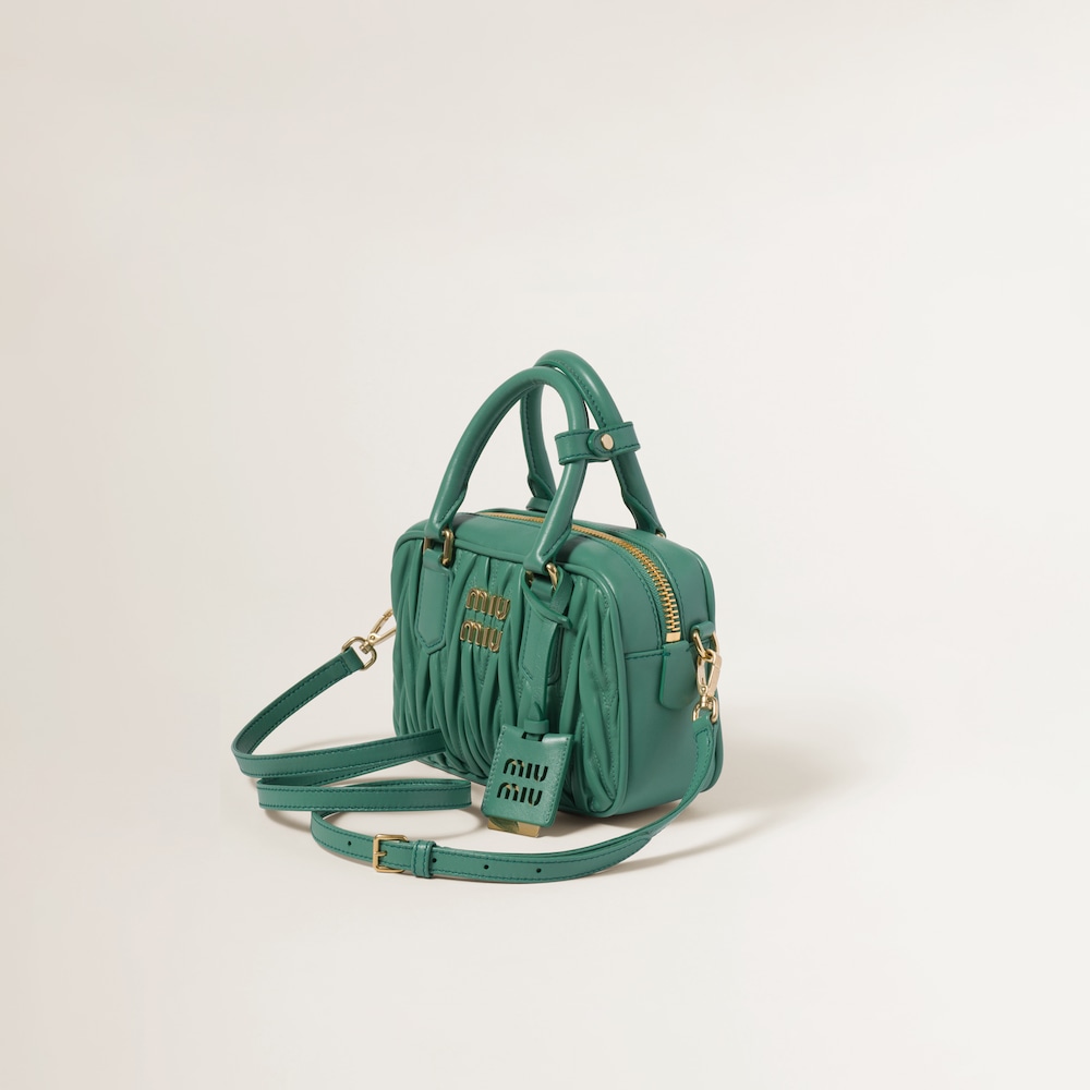 Matelassé nappa leather top-handle bag 19cm Sage Green - FrasersFashion