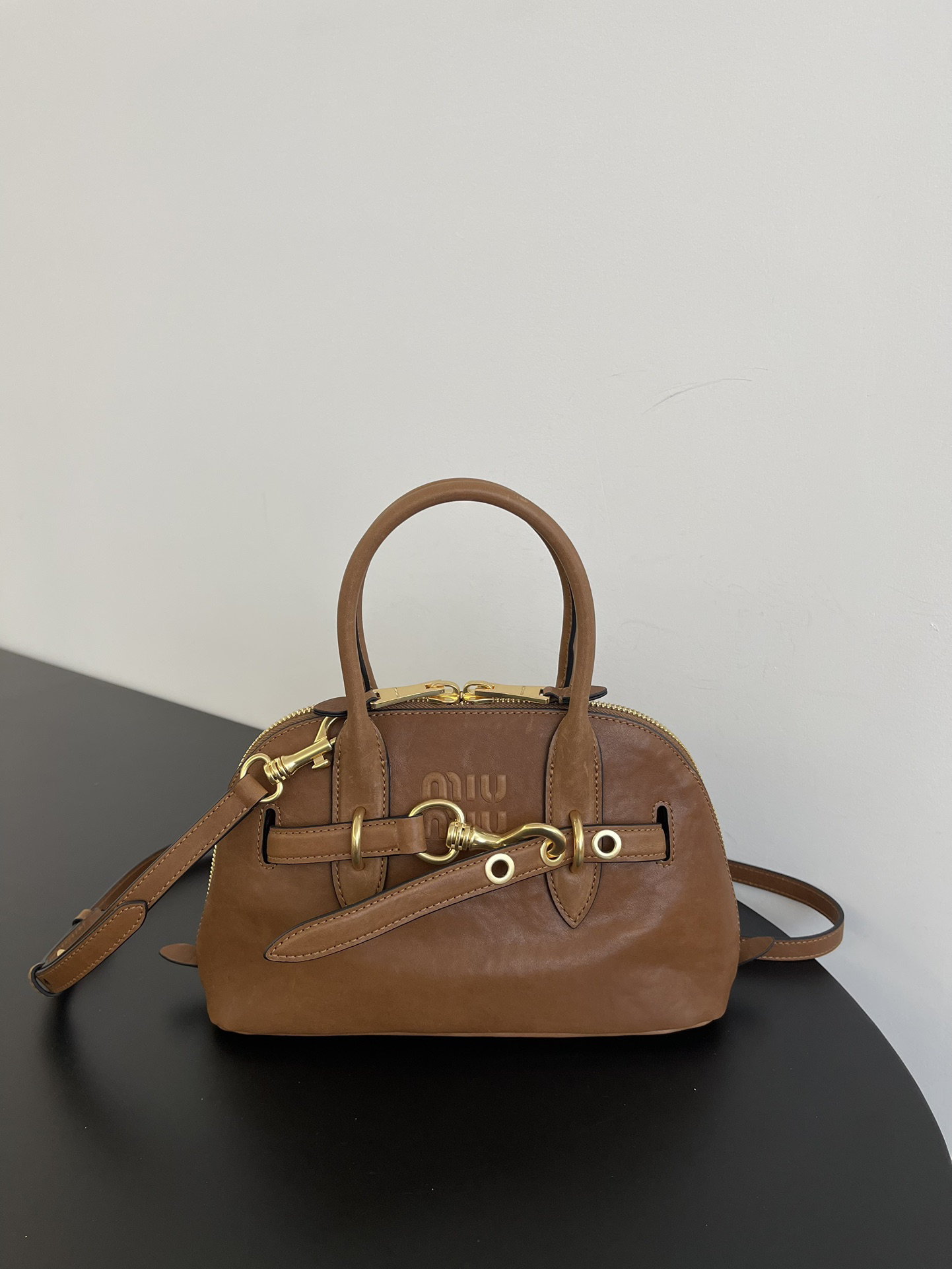 MIUMIU Samll Aventure nappa leather Oak - FrasersFashion