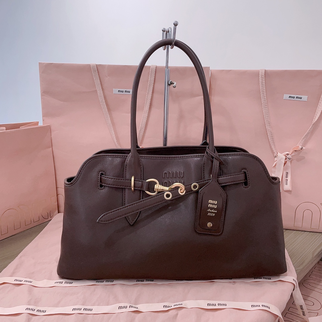 MIUMIU Large Aventure nappa leather Briarwood - FrasersFashion