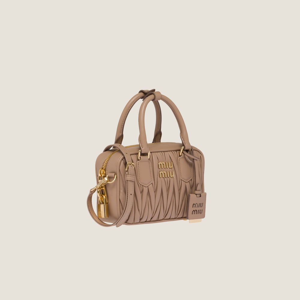 Matelassé nappa leather top-handle bag 19cm Cameo - FrasersFashion