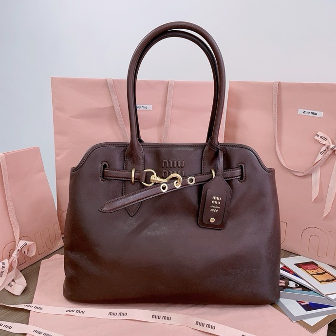 MIUMIU Medium Aventure nappa leather Briarwood - FrasersFashion