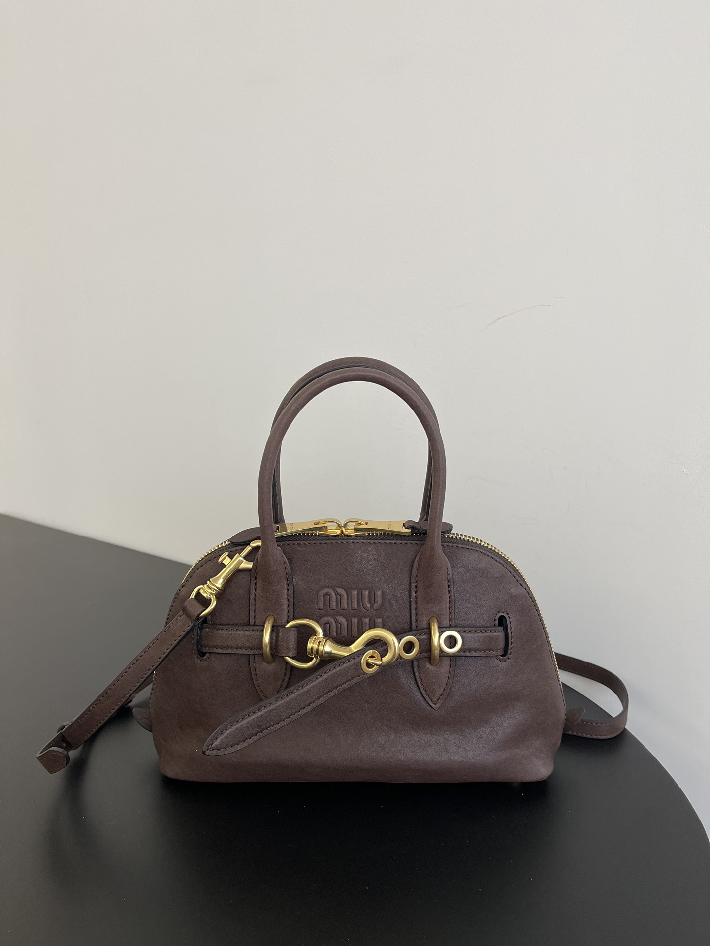 MIUMIU Samll Aventure nappa leather Briarwood - FrasersFashion