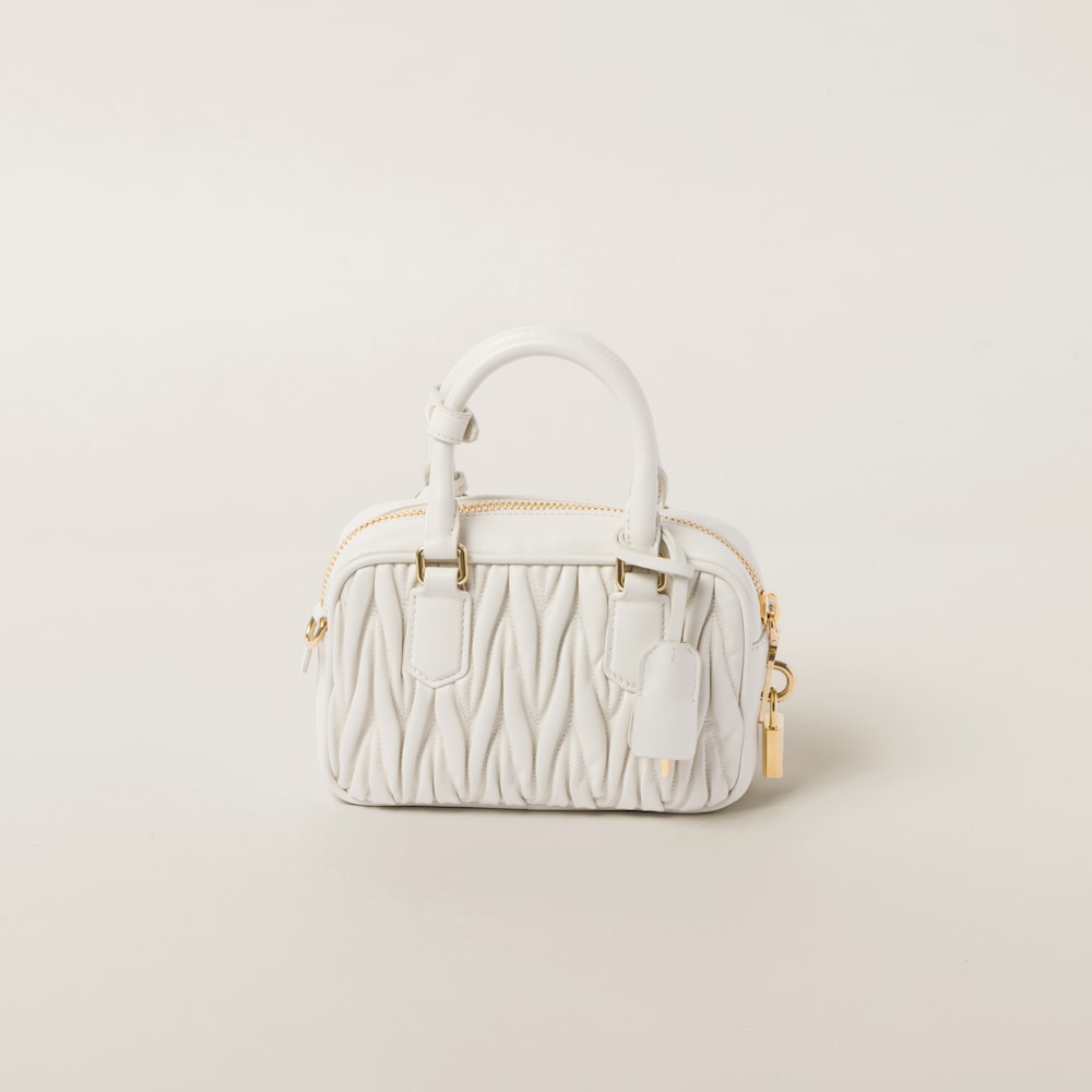 Matelassé nappa leather top-handle bag 19cm White - FrasersFashion