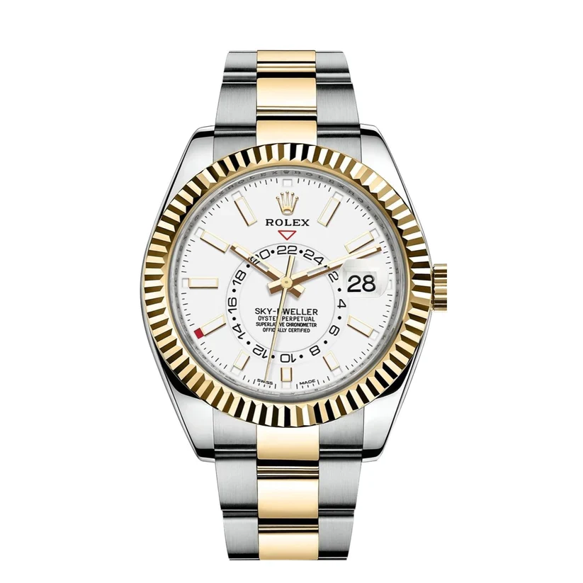 Rolex Sky-Dweller 326933 Stainless Steel Yellow Gold White Dial - FrasersFashion