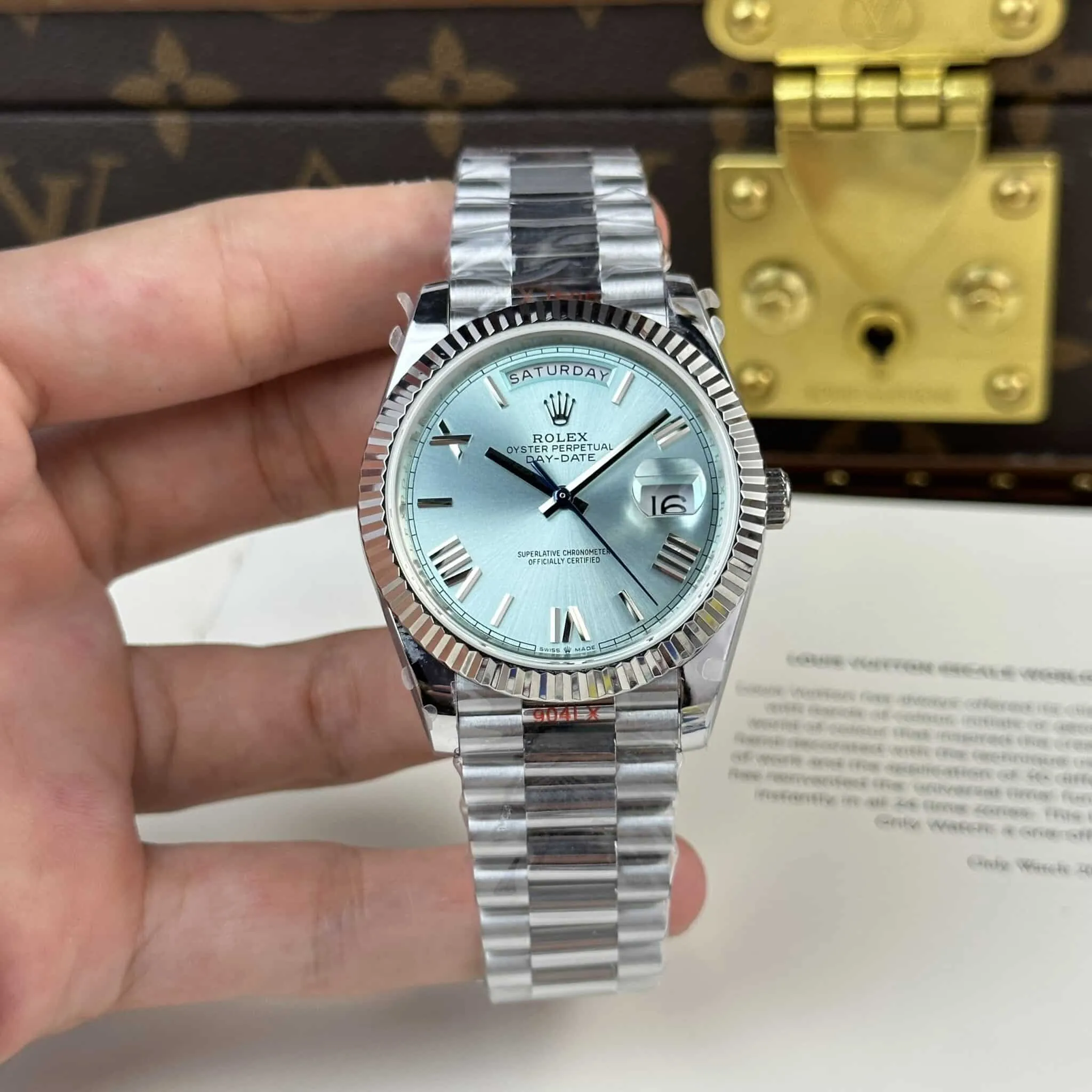 ROLEX DAY-DATE ICE BLUE DIAL ROMAN PALACE REFINED - FrasersFashion