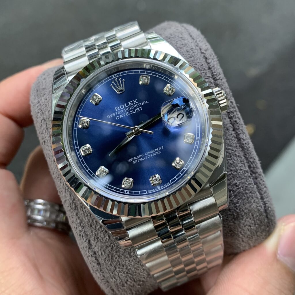 DATEJUST WATCH BLUE DIAL DIAMOND DIAL WATCH - FrasersFashion