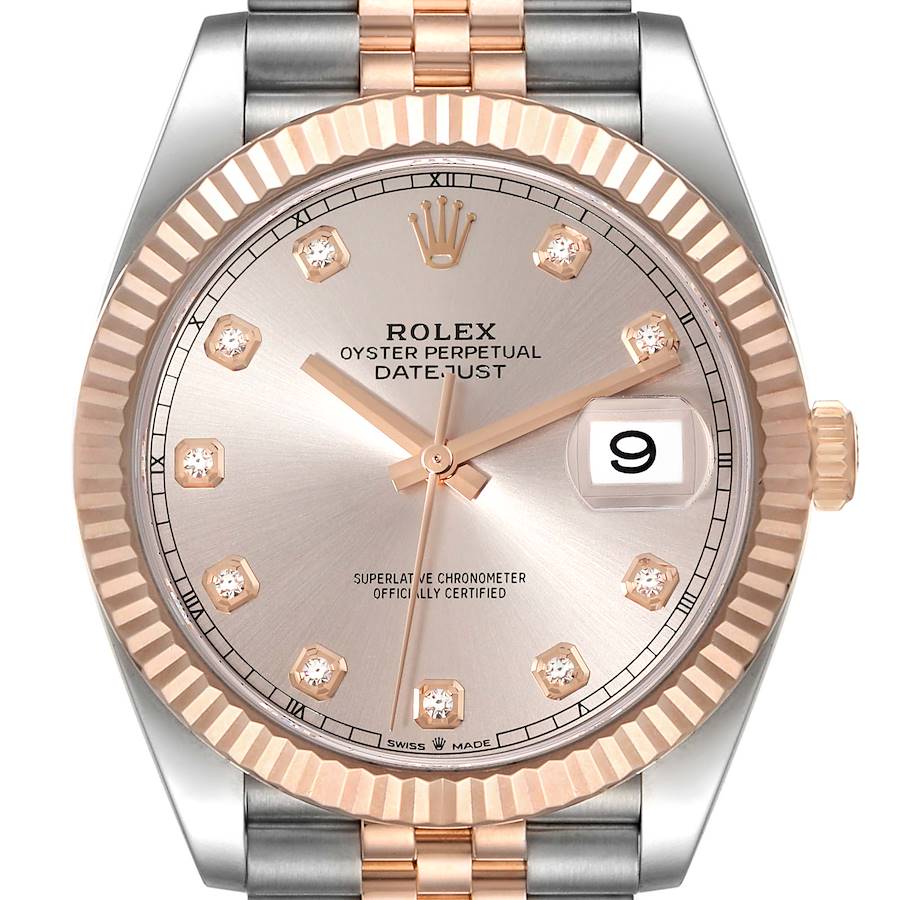 Rolex Datejust 41 Steel Rose Gold Diamond Dial Mens Watch 126331 - FrasersFashion