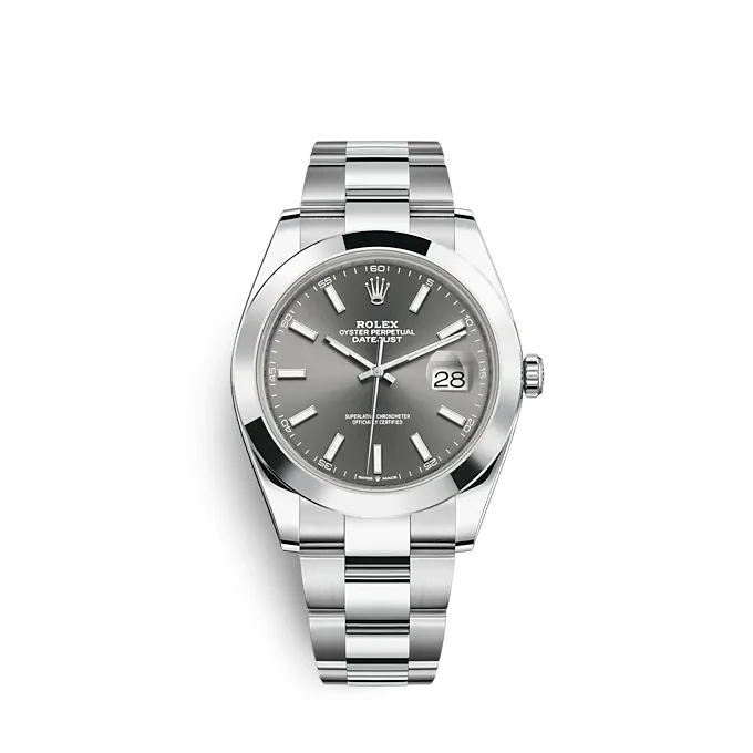 Rolex Datejust 126300 Dark Rhodium Index Oyster 41mm - FrasersFashion