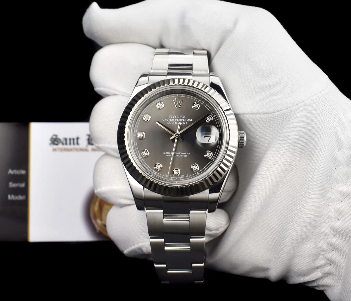 Rolex Datejust 41 126334 18K Gold Steel Rhodium Diamond Dial Watch - FrasersFashion