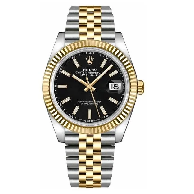 Datejust Black Dial Gold & Steel 41mm - FrasersFashion