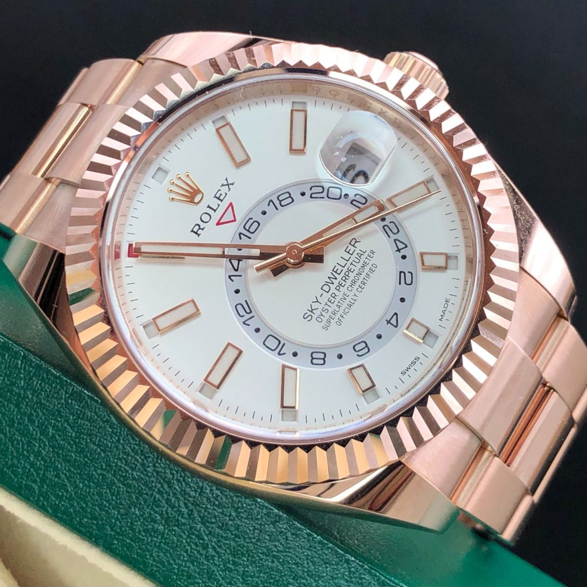 Rolex 326935 Sky-Dweller Everose White Dial - FrasersFashion