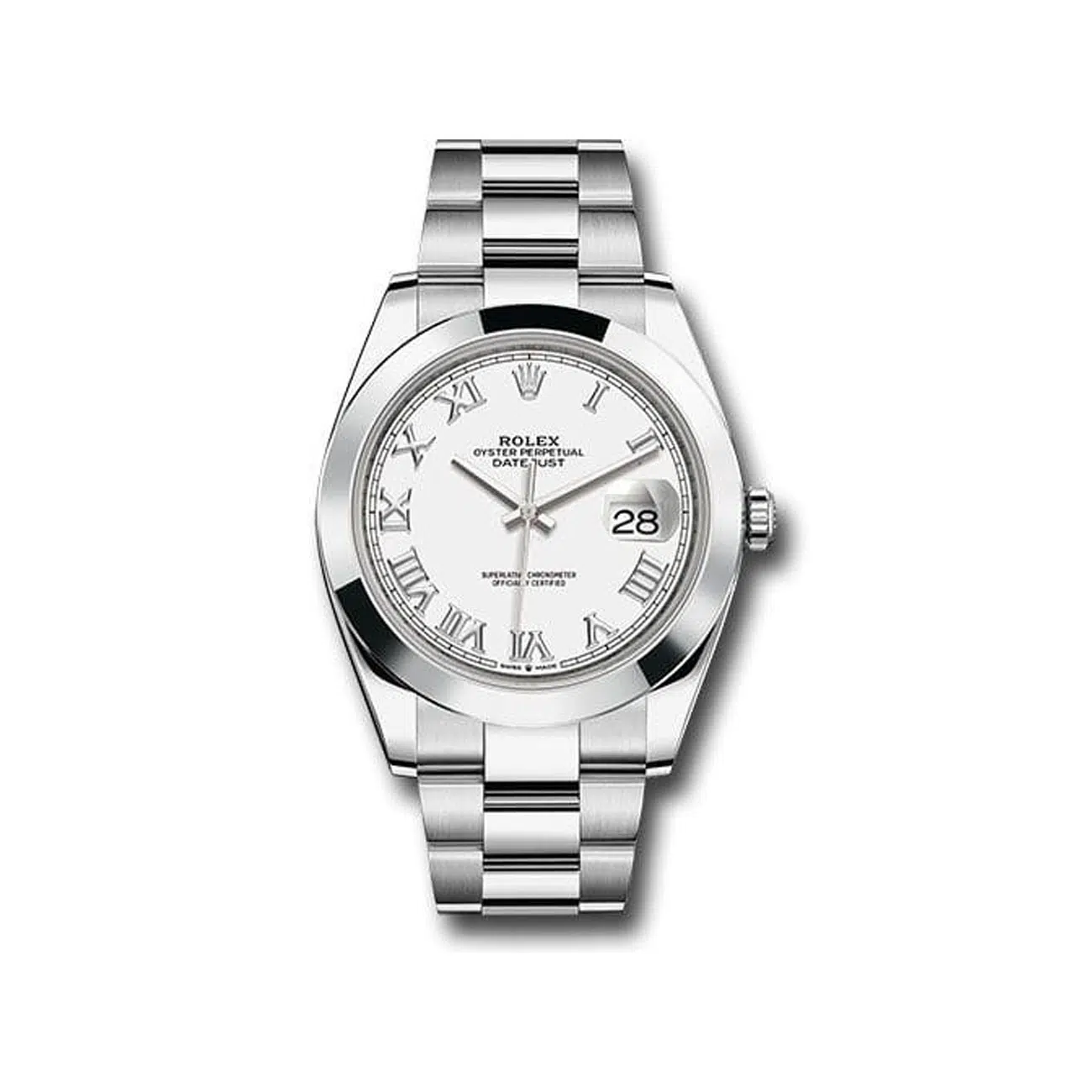 Rolex Datejust 41mm Steel White Roman Dial Automatic Mens Watch 126300 - FrasersFashion