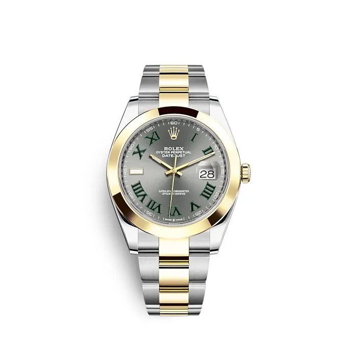 Rolex Datejust 41mm Wimbledon Slate Dial Two Tone Stainless Steel & 18K Yellow Gold Oyster Bracelet Men's Watch - FrasersFashion