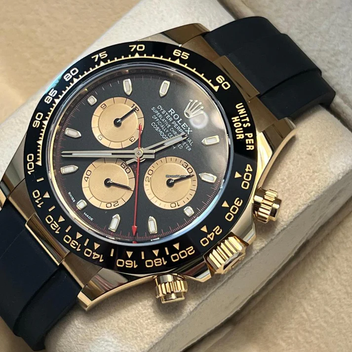 Rolex Daytona 126518LN 18k Yellow Gold Paul Newman Dial Oysterflex Men Watch - FrasersFashion
