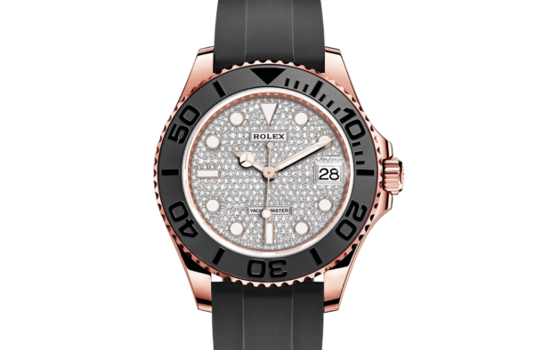 ROLEX - 40mm 18kt Rose Gold Yachtmaster Pave Diamond Dial 116655 - FrasersFashion