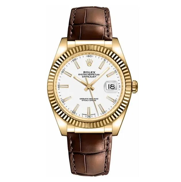 Datejust White Dial Solid 18k Gold 36mm - FrasersFashion