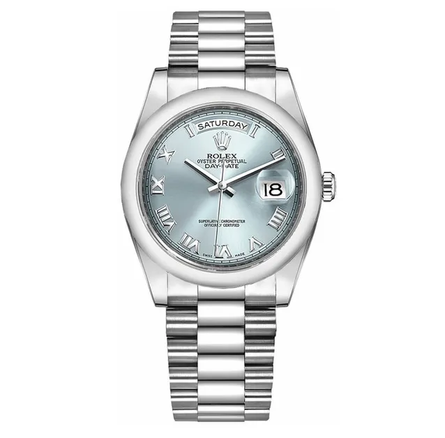 ROLEX Day-Date 36mm Ice Blue Roman Numeral Dial - FrasersFashion