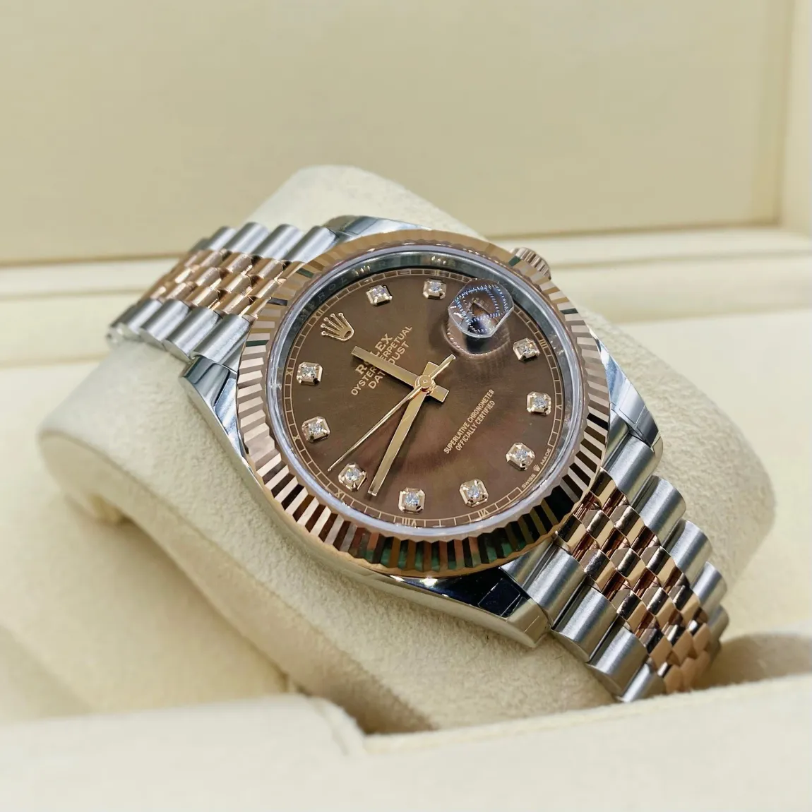 ROLEX  Datejust 41mm Steel and Everose Gold Mens Watch 126331 Chocolate Diamond Jubilee - FrasersFashion