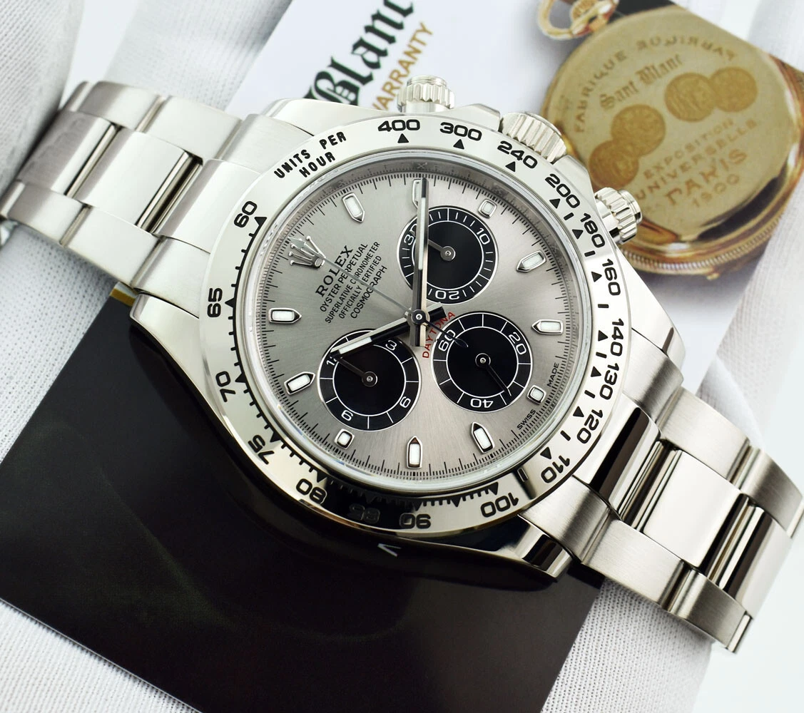 Rolex Daytona 40mm 116509 White Gold Steel Black Dial - FrasersFashion