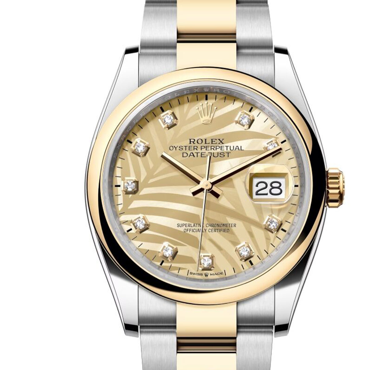 Rolex Datejust 36 Champagne-colour Diamond Dial 18k Gold Two Tone Oyster Watch - FrasersFashion