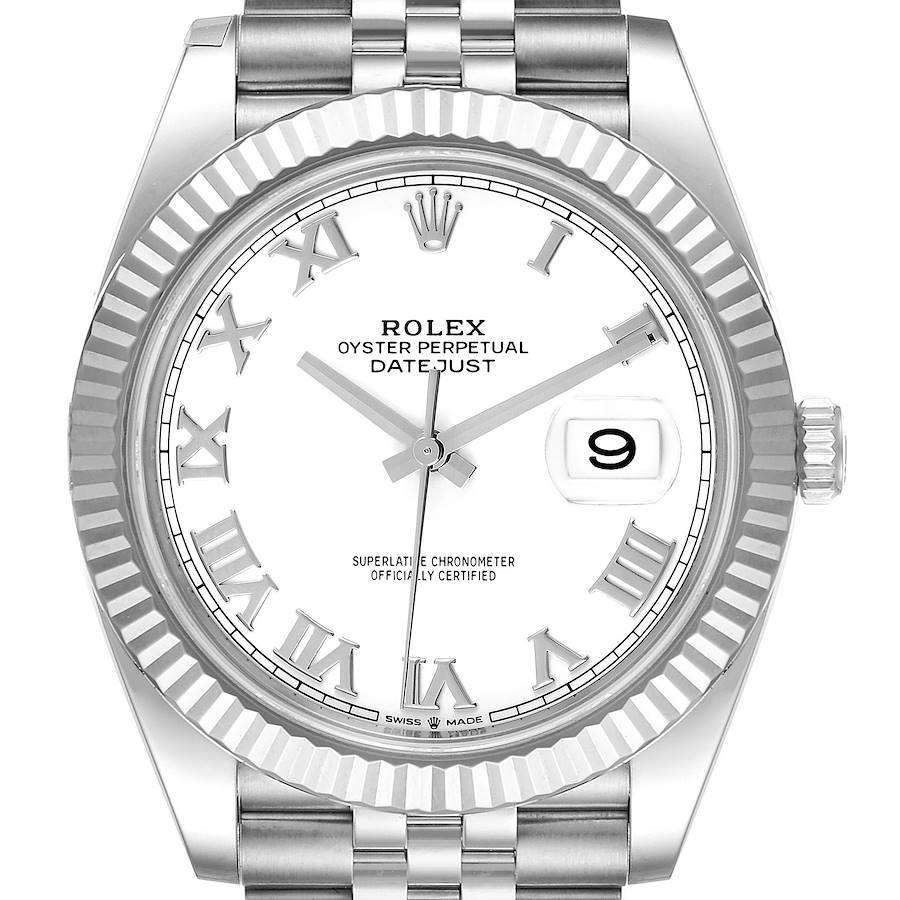 Rolex Datejust 41 126334 White Roman Dial 18K Gold Stainless - FrasersFashion