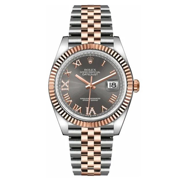 Datejust Dark Rhodium Dial Fluted Bezel 36mm - FrasersFashion