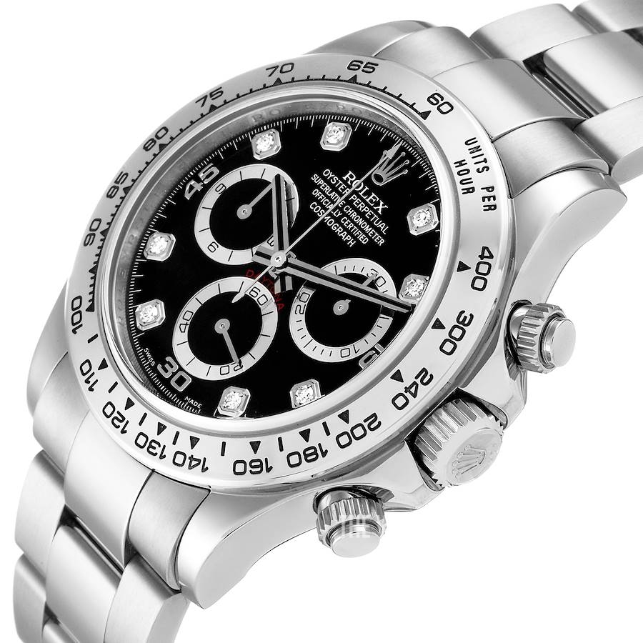 Rolex Cosmograph Daytona White Gold Black Diamond Dial Ref. 116509-0055 - FrasersFashion