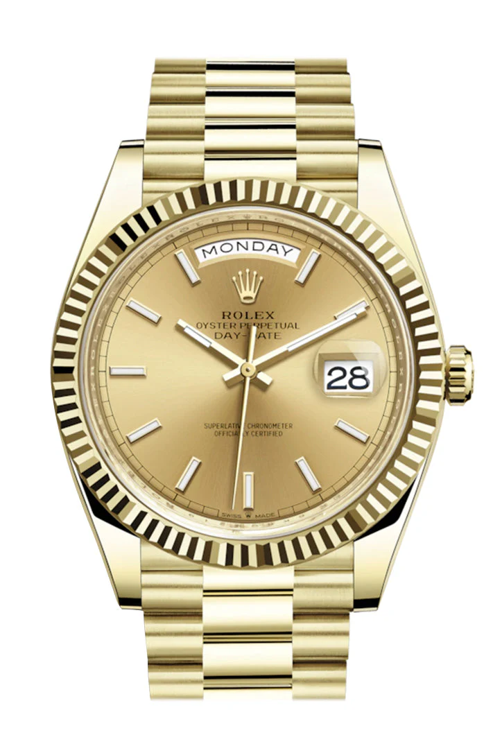 ROLEX   Day-Date 228238 Champagne Index 40mm President Yellow Gold - FrasersFashion