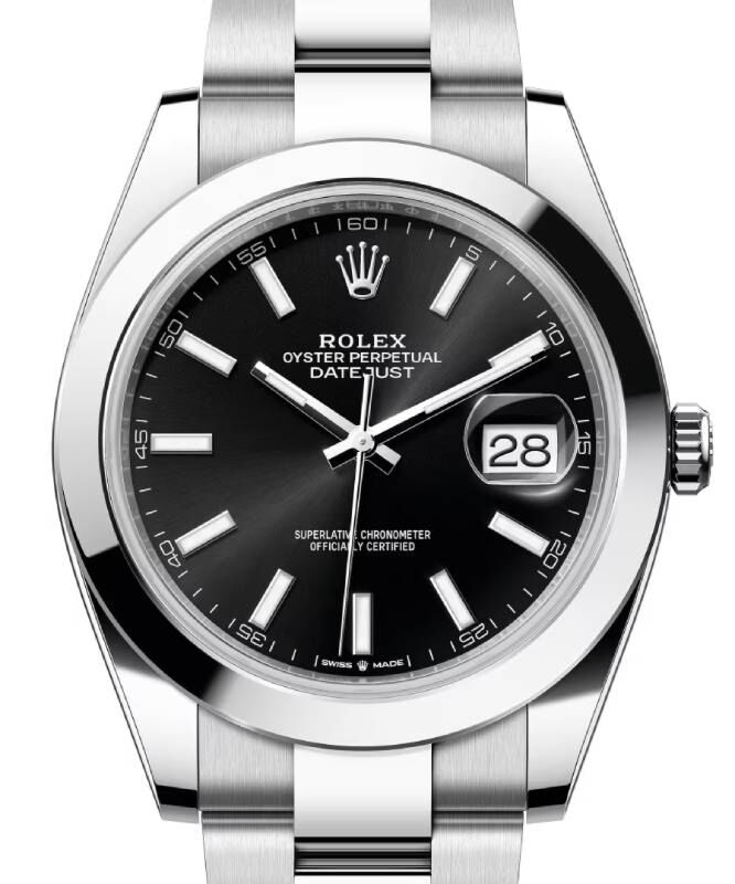 Rolex Datejust 41 Black Dial Oyster Bracelet Mens Watch 126300 - FrasersFashion