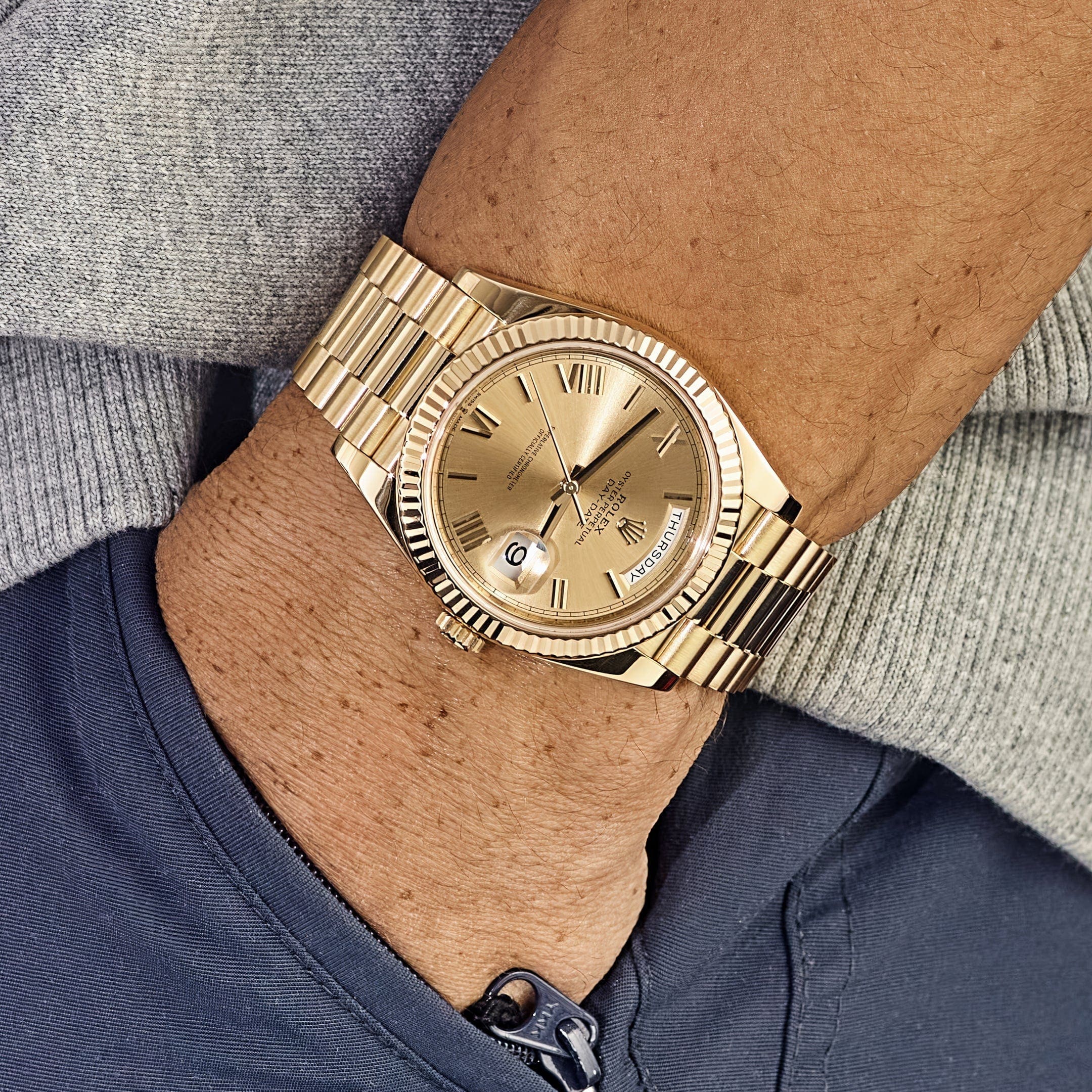 Rolex Day-Date 40 228238 Yellow Gold Champagne Roman Dial (2024) - FrasersFashion