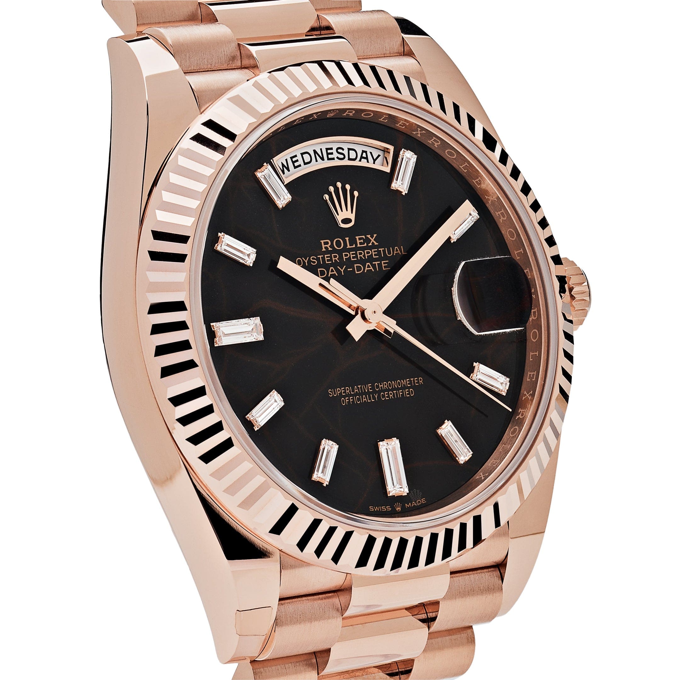 Rolex Day-Date 40 228235 Rose Gold Eisenkiesel Diamond Dial - FrasersFashion