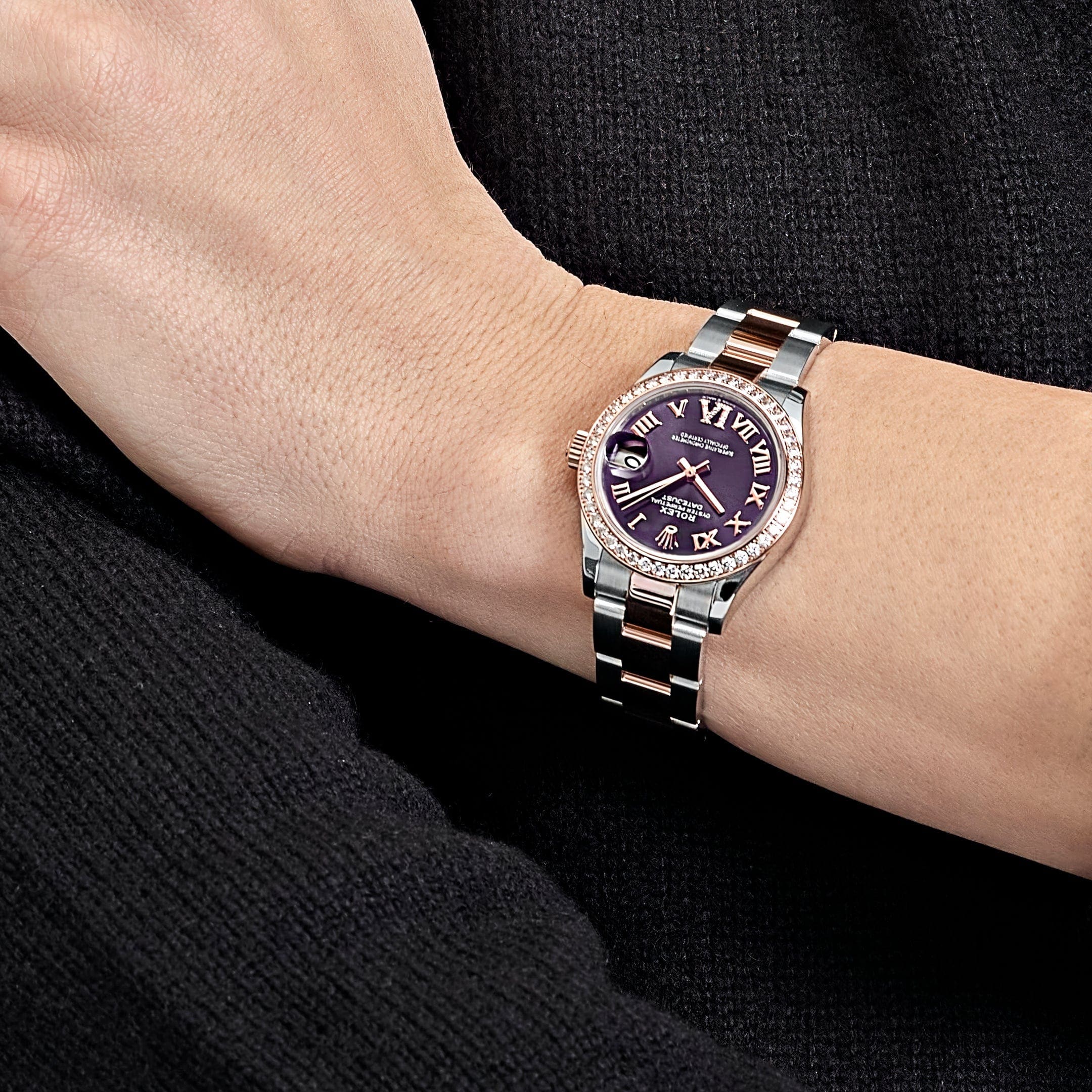 Rolex Datejust 31 278381RBR ??Ladies?? Stainless Steel Rose Gold Aubergine Purple Dial Diamond Bezel Oyster (2022) - FrasersFashion
