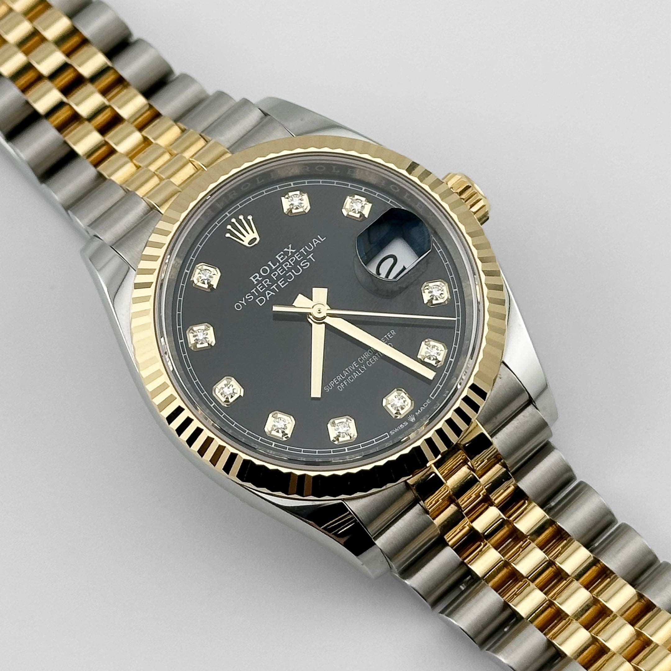 Rolex Datejust 36 126233 Stainless Steel Yellow Gold Black Diamond Dial Jubilee (2024) - FrasersFashion