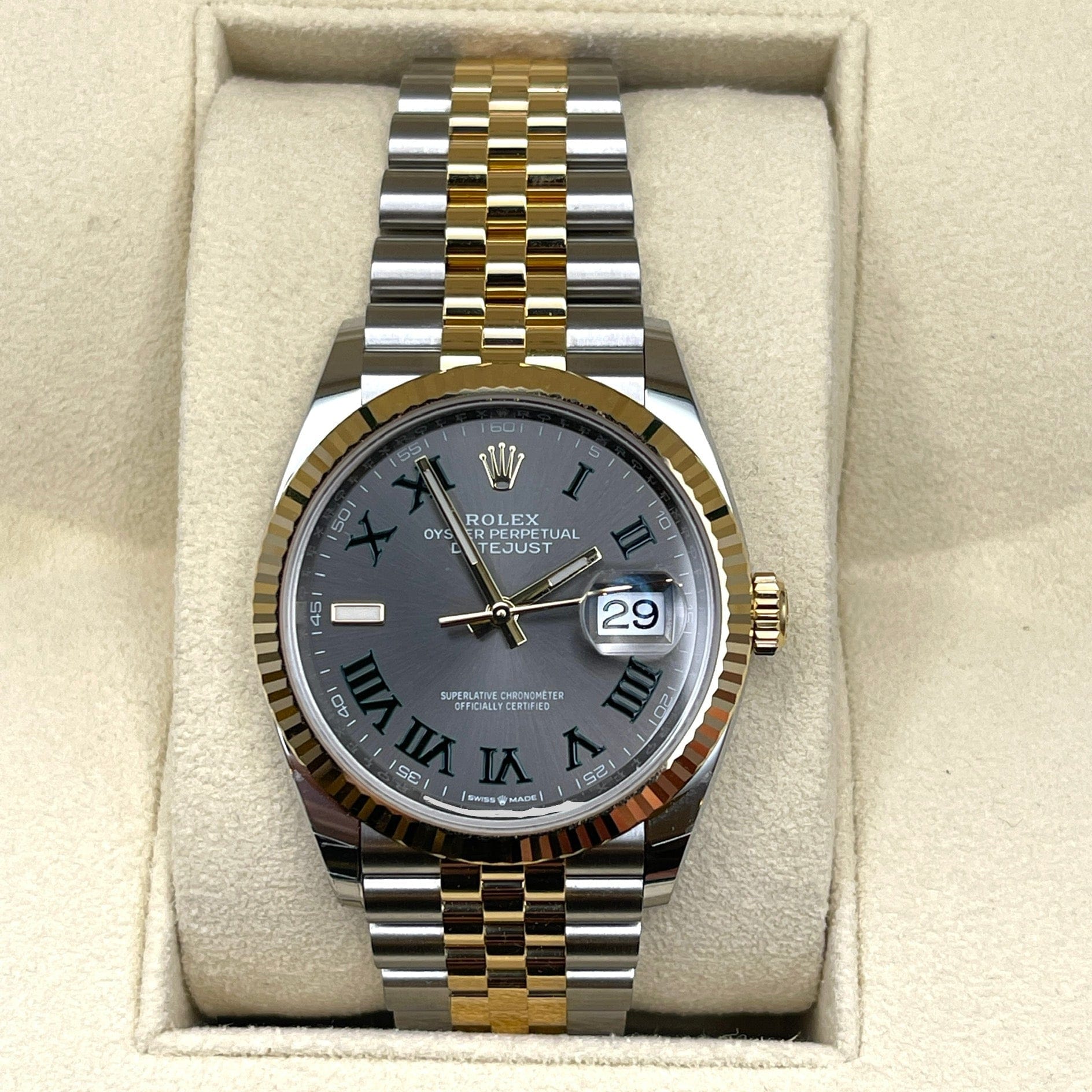 Rolex Datejust 36 126233 ??Wimbledon?? Stainless Steel Yellow Gold Slate Dial Jubilee (2021) - FrasersFashion