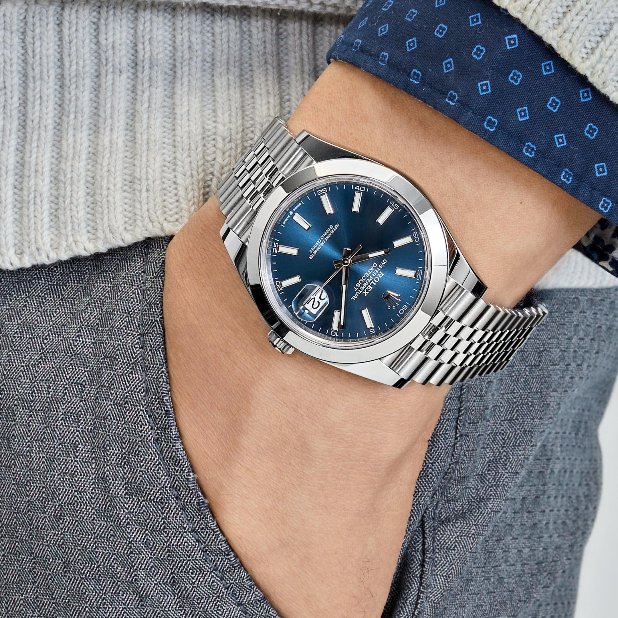 Rolex Datejust 41 126300 Stainless Steel Blue Dial Jubilee - FrasersFashion