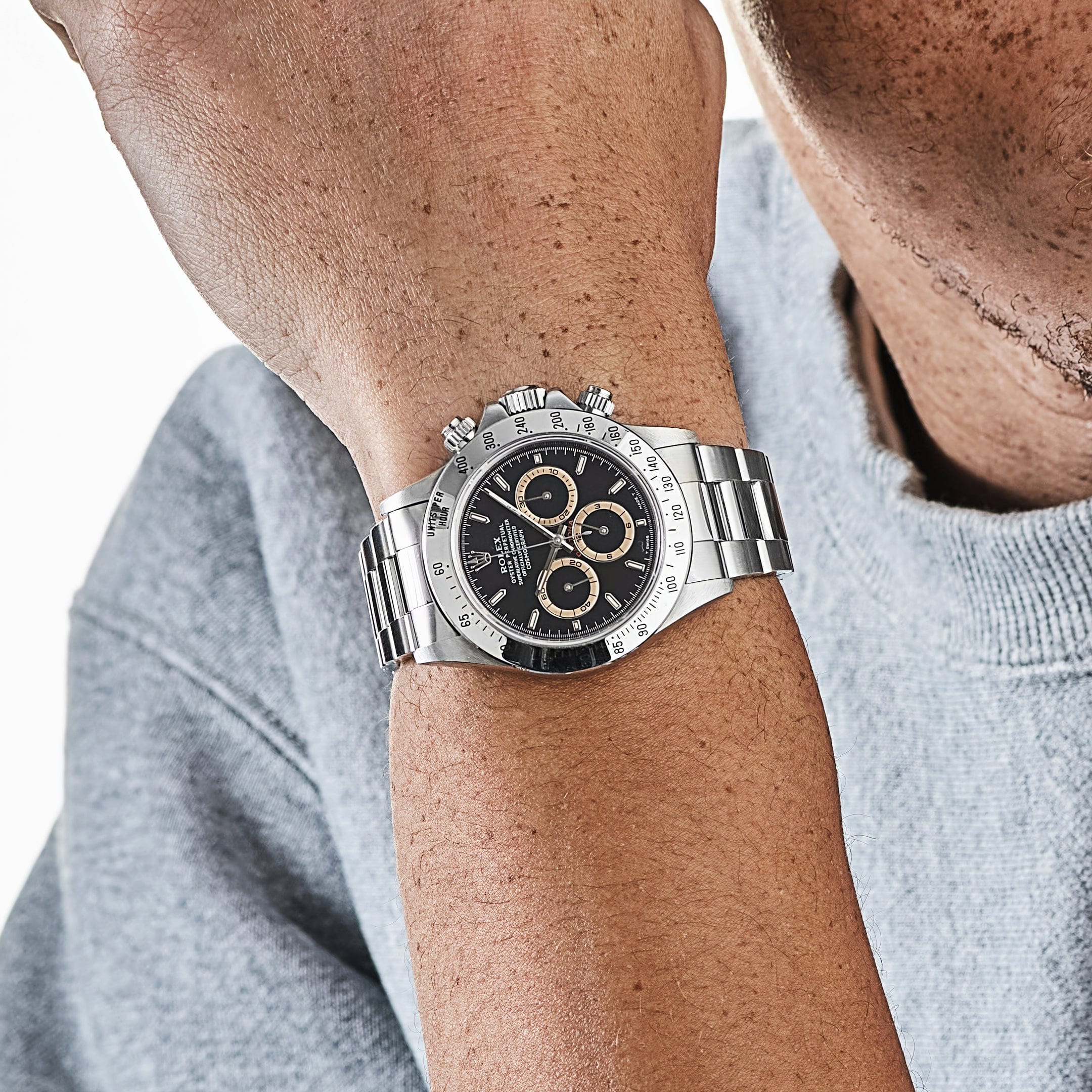 Rolex Daytona 16520 Stainless Steel Black Patrizzi Dial Zenith - FrasersFashion
