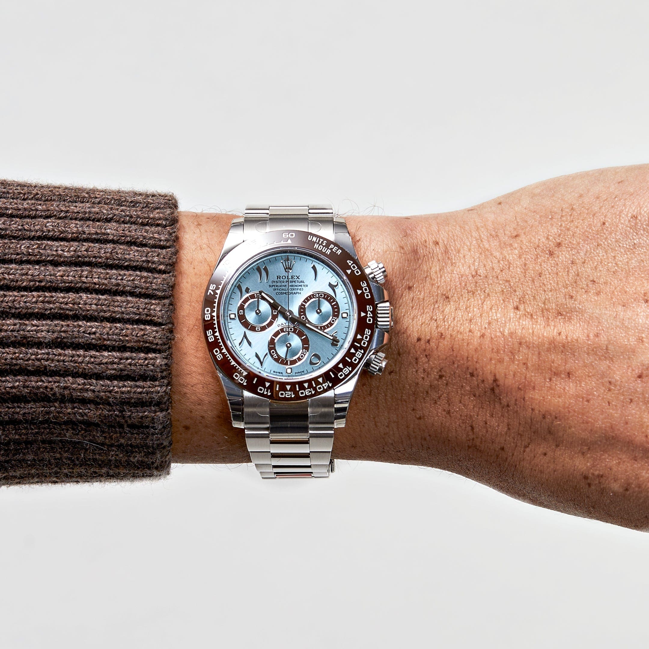 Rolex Daytona 116506 Platinum Ice Blue Arabic Dial - FrasersFashion