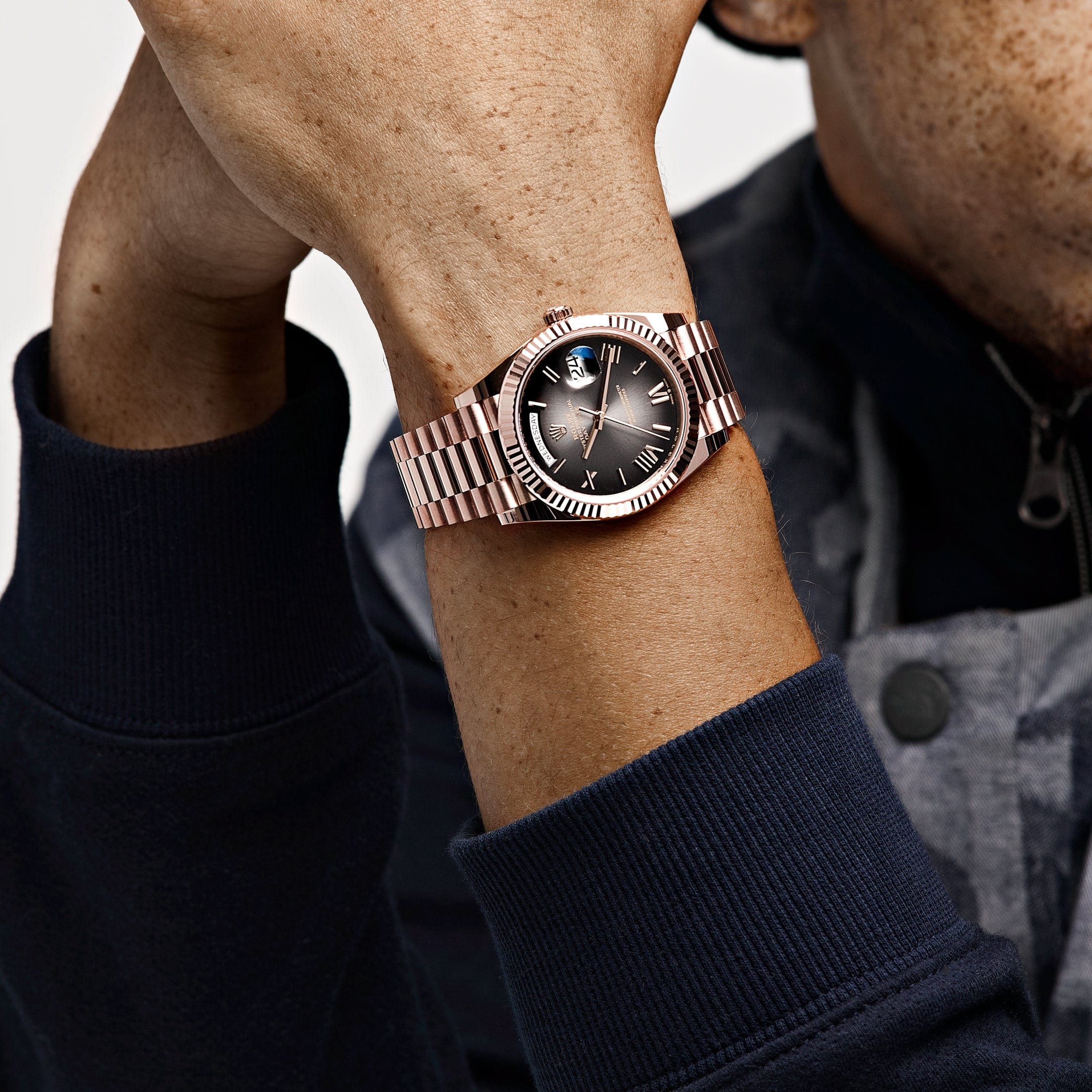 Rolex Day-Date 40 Reference 228235 Rose Gold Slate Ombre Dial (2024) - FrasersFashion