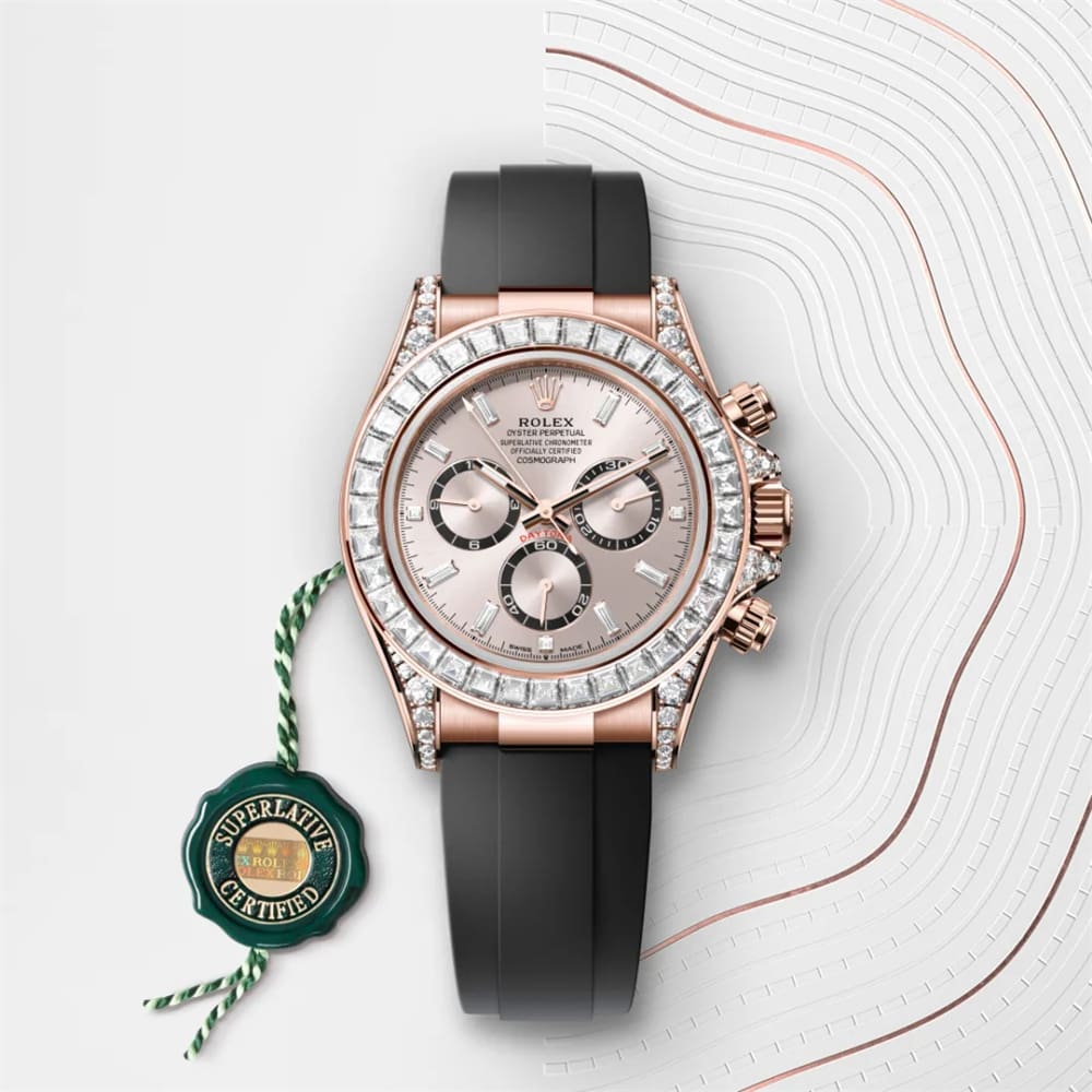 Rolex Daytona 126535TBR Rose Gold Sundust Diamond Dial Diamond Bezel - FrasersFashion