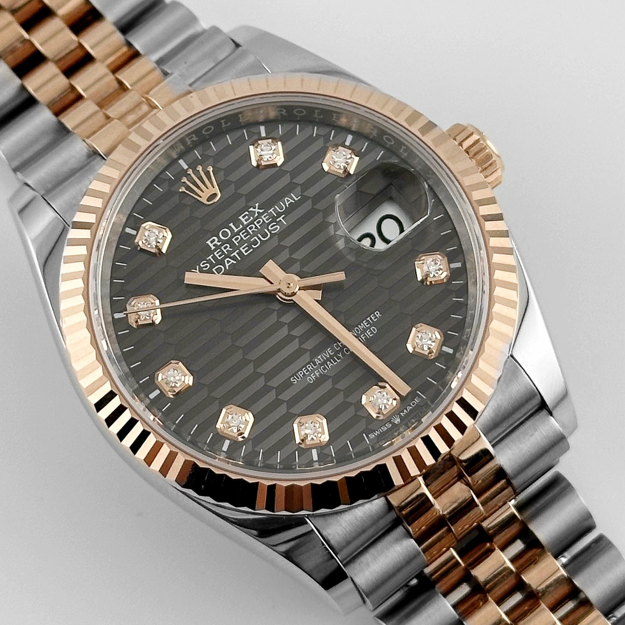 Rolex Datejust 36 126231 Rose Gold Stainless Steel Slate Motif Diamond Dial (2023) - FrasersFashion