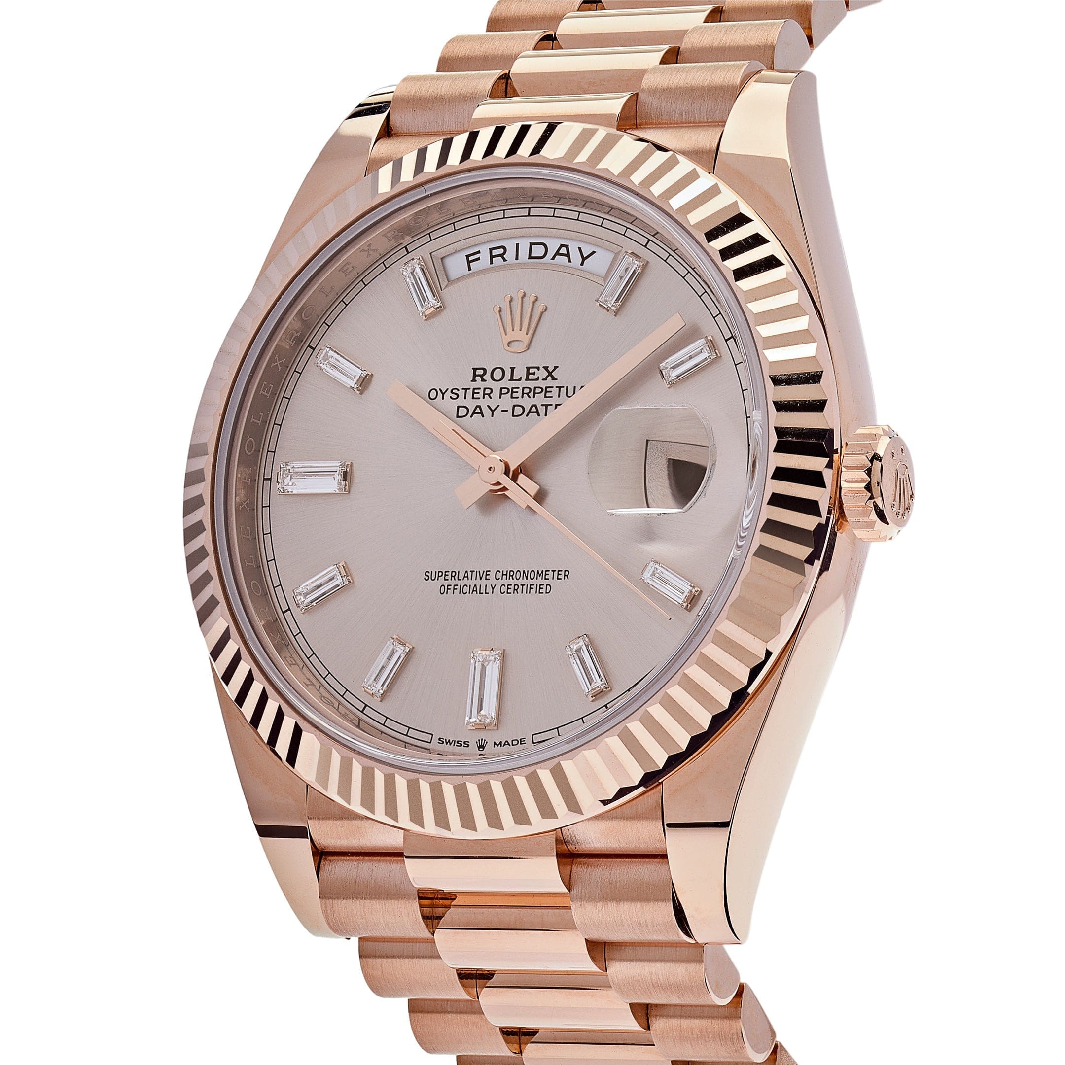 Rolex Day-Date 40 228235 Rose Gold Sundust Diamond Dial - FrasersFashion