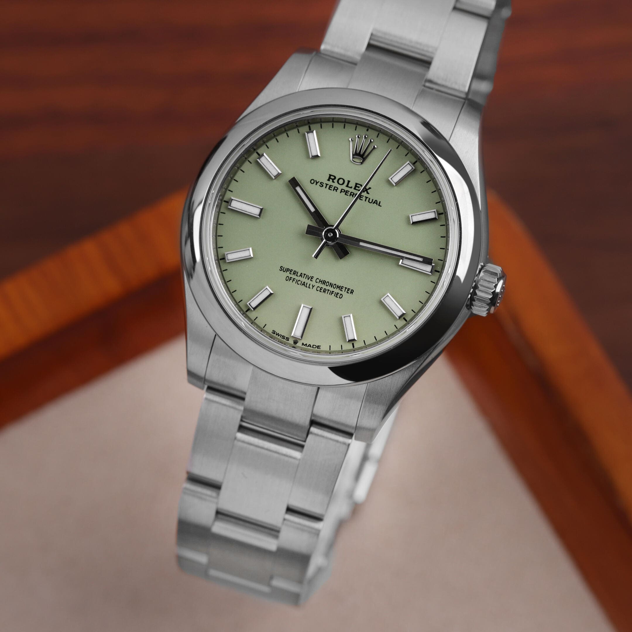 Rolex Oyster Perpetual 41 134300 Stainless Steel Pistachio Dial - FrasersFashion