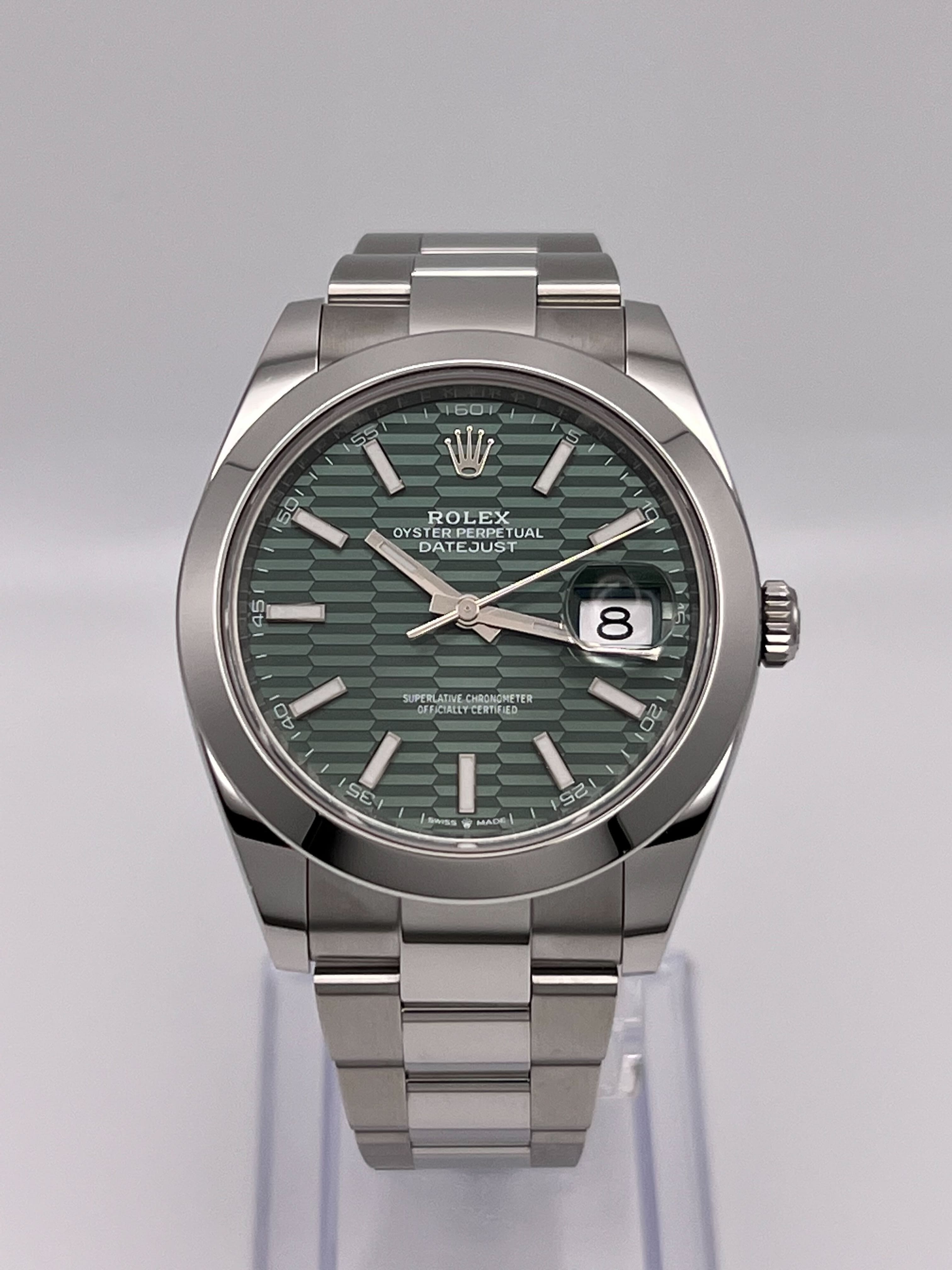 Rolex Datejust 41 126300 Stainless Steel Green Fluted-Motif Dial Oyster (2023) - FrasersFashion
