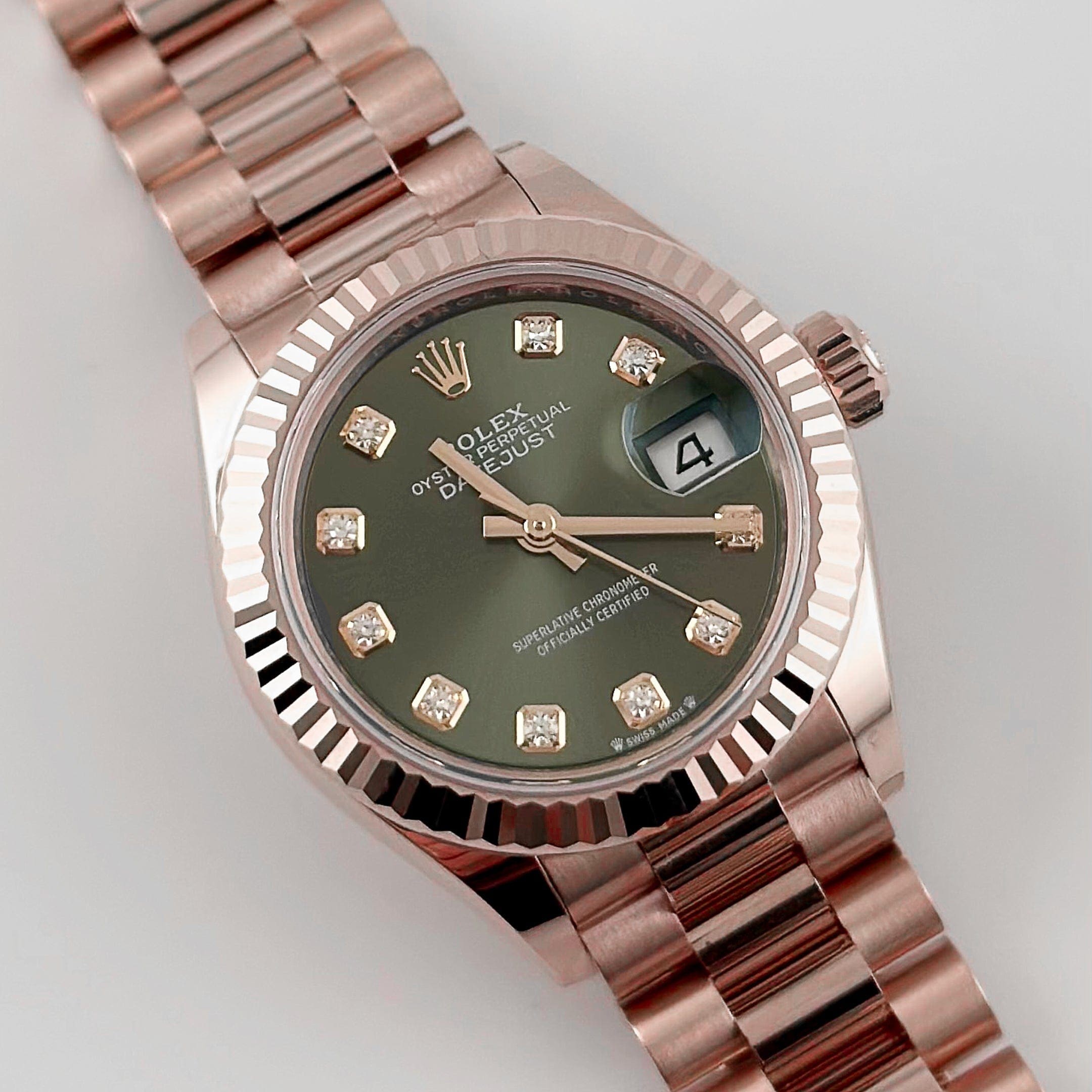 Rolex Datejust 28 279175 ??Ladies?? Rose Gold Olive Diamond Dial (2025) - FrasersFashion